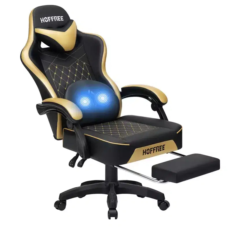 Chaise de massage gaming en cuir Fauteuil de bureau ergonomique avec repose-pieds et réglable