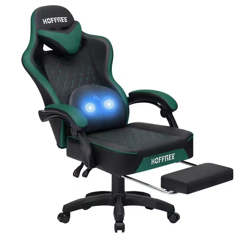 Chaise de massage gaming en cuir Fauteuil de bureau ergonomique avec repose-pieds et réglable
