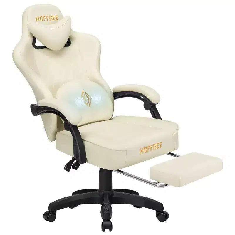 Chaise de massage gaming en cuir Fauteuil de bureau ergonomique avec repose-pieds et réglable