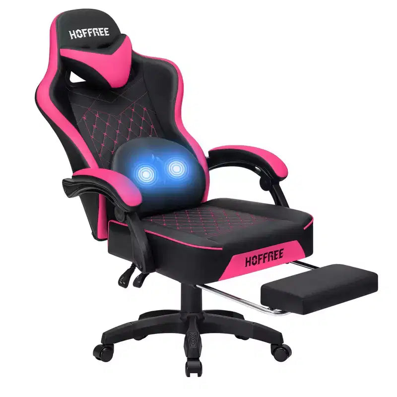 Chaise de massage gaming en cuir Fauteuil de bureau ergonomique avec repose-pieds et réglable