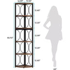 Étagère d'Angle Haute de 170 cm, Bibliothèque d'Angle Rustique à 6 Niveaux Meuble de Rangement