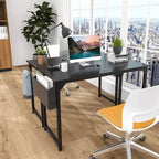 Bureau de jeu de 55 pouces avec rangement, table d'ordinateur de style moderne simple pour la maison, le bureau, les jeunes, les étudiants et les adultes