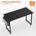 Bureau de jeu de 55 pouces avec rangement, table d'ordinateur de style moderne simple pour la maison, le bureau, les jeunes, les étudiants et les adultes