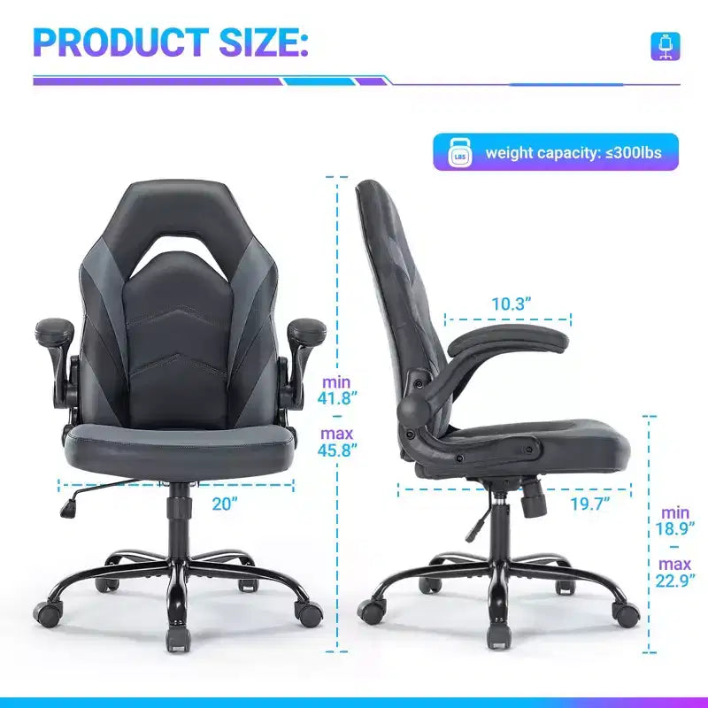 Chaise de bureau pivotante ergonomique en cuir avec support lombaire, chaise de jeu d'ordinateur