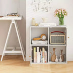 Étagère 4 cubes avec kits anti-basculement doubles et 2 armoires de rangement Blanc/Naturel