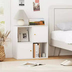 Étagère 4 cubes avec kits anti-basculement doubles et 2 armoires de rangement Blanc/Naturel