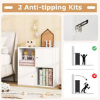 Étagère 4 cubes avec kits anti-basculement doubles et 2 armoires de rangement Blanc/Naturel