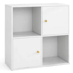 Étagère 4 cubes avec kits anti-basculement doubles et 2 armoires de rangement Blanc/Naturel