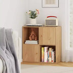 Étagère 4 cubes avec kits anti-basculement doubles et 2 armoires de rangement Blanc/Naturel