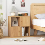 Étagère 4 cubes avec kits anti-basculement doubles et 2 armoires de rangement Blanc/Naturel