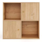 Étagère 4 cubes avec kits anti-basculement doubles et 2 armoires de rangement Blanc/Naturel