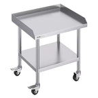 VEVOR Stainless Steel Work Table, 24 x 28 x 30 Inch Commercial Food Prep Worktable with 4 Wheels,Casters,3-Sided Backsplash HeavyDuty Prep Worktable