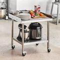 Table de travail en acier inoxydable, 24 x 28 x 30 pouces, table de préparation alimentaire commerciale avec 4 roues, roulettes, dosseret à 3 côtés, table de préparation robuste