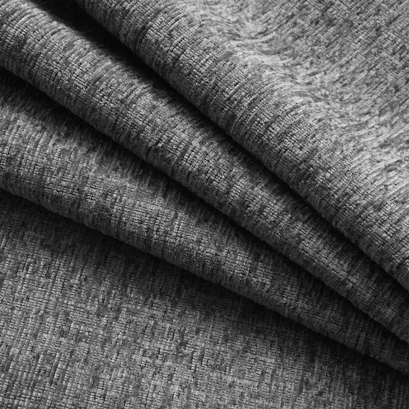 Grand canapé d'angle en chenille avec pouf de rangement et poches, support de téléphone réglable et ports de charge