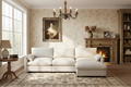 Whisen Oversized Chenille Sectional Sofa Couch with Storage Ottoman and Pockets, Adjustable Phone Holder and Charging Ports