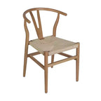 Chaise de salle à manger empilable avec dossier en Y, structure en bois massif, assise en corde de papier kraft tressée