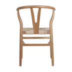 Chaise de salle à manger empilable avec dossier en Y, structure en bois massif, assise en corde de papier kraft tressée