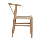 Chaise de salle à manger empilable avec dossier en Y, structure en bois massif, assise en corde de papier kraft tressée