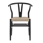 Chaise de salle à manger empilable avec dossier en Y, structure en bois massif, assise en corde de papier kraft tressée