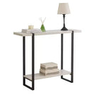avec Étagères - Table Console en Métal et Bois Moderne pour Salon, Entrée, Couloir, Foyer