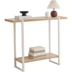 avec Étagères - Table Console en Métal et Bois Moderne pour Salon, Entrée, Couloir, Foyer