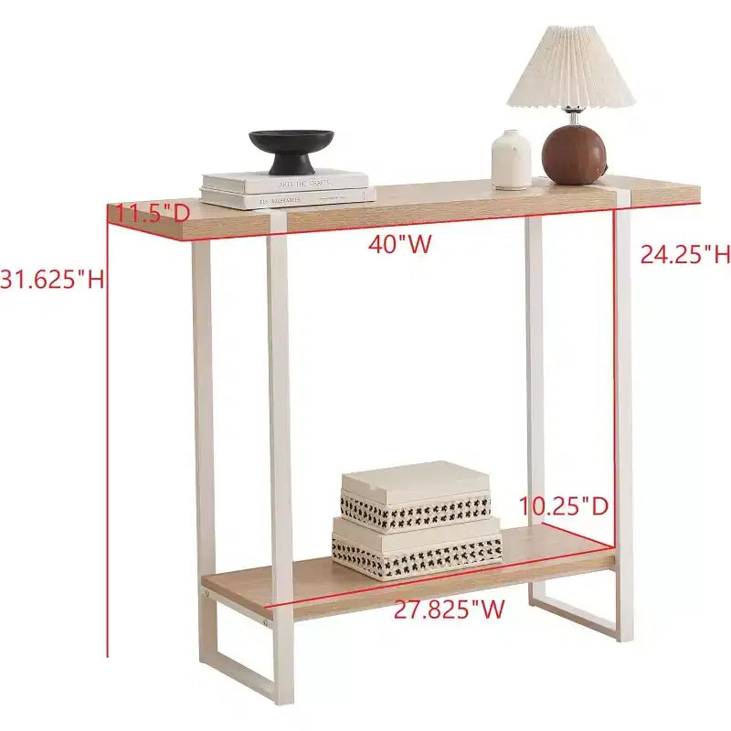 avec Étagères - Table Console en Métal et Bois Moderne pour Salon, Entrée, Couloir, Foyer