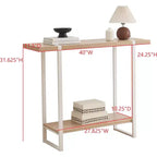 avec Étagères - Table Console en Métal et Bois Moderne pour Salon, Entrée, Couloir, Foyer