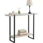 avec Étagères - Table Console en Métal et Bois Moderne pour Salon, Entrée, Couloir, Foyer