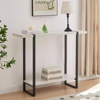 avec Étagères - Table Console en Métal et Bois Moderne pour Salon, Entrée, Couloir, Foyer