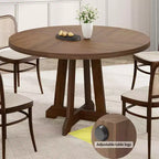 Table à manger ronde de 47 po pour 4 personnes, table de cuisine en bois avec pied robuste et plateau en 4 sections, table de ferme pour salle à manger