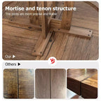 Table à manger ronde de 47 po pour 4 personnes, table de cuisine en bois avec pied robuste et plateau en 4 sections, table de ferme pour salle à manger