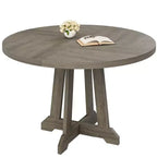Table à manger ronde de 47 po pour 4 personnes, table de cuisine en bois avec pied robuste et plateau en 4 sections, table de ferme pour salle à manger