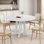 Table à manger ronde de 47 po pour 4 personnes, table de cuisine en bois avec pied robuste et plateau en 4 sections, table de ferme pour salle à manger