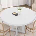 Table à manger ronde de 47 po pour 4 personnes, table de cuisine en bois avec pied robuste et plateau en 4 sections, table de ferme pour salle à manger