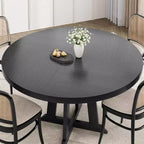 Table à manger ronde de 47 po pour 4 personnes, table de cuisine en bois avec pied robuste et plateau en 4 sections, table de ferme pour salle à manger