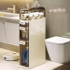 Meuble de Rangement Salle de Bain Mince à 4 Niveaux, Meuble de Salle de Bain Étroit avec Tiroirs et Boîte à Mouchoirs, Boîte de Rangement Fine en Plastique Imperméable pour Espaces Étroits Cuisine