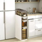 Meuble de Rangement Salle de Bain Mince à 4 Niveaux, Meuble de Salle de Bain Étroit avec Tiroirs et Boîte à Mouchoirs, Boîte de Rangement Fine en Plastique Imperméable pour Espaces Étroits Cuisine