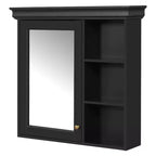 Armoire à pharmacie rectangulaire en MDF de 30 po L x 28 po H avec miroir, tablette réglable, charnières à fermeture amortie et étagères ouvertes