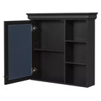 Armoire à pharmacie rectangulaire en MDF de 30 po L x 28 po H avec miroir, tablette réglable, charnières à fermeture amortie et étagères ouvertes