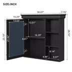 Armoire à pharmacie rectangulaire en MDF de 30 po L x 28 po H avec miroir, tablette réglable, charnières à fermeture amortie et étagères ouvertes