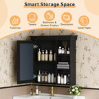 Armoire à pharmacie rectangulaire en MDF de 30 po L x 28 po H avec miroir, tablette réglable, charnières à fermeture amortie et étagères ouvertes