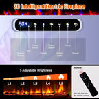 Insert de cheminée électrique murale de 72 pouces, foyer encastré de 12 couleurs de flamme avec double chauffage 750w/1500w, foyer intelligent à commande vocale