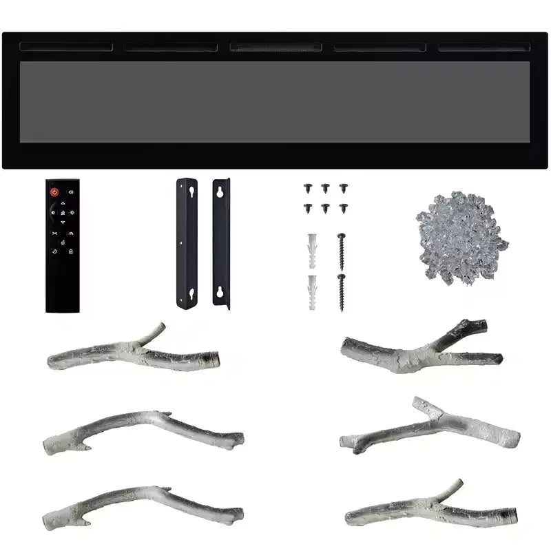 Insert de cheminée électrique murale de 72 pouces, foyer encastré de 12 couleurs de flamme avec double chauffage 750w/1500w, foyer intelligent à commande vocale