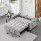 Canapé convertible moderne en velours avec oreillers et poches pour salon et chambre à coucher, gris