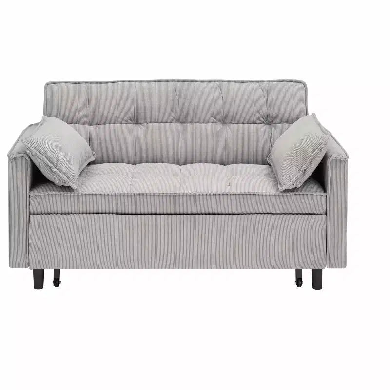 Canapé convertible moderne en velours avec oreillers et poches pour salon et chambre à coucher, gris