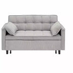 Canapé convertible moderne en velours avec oreillers et poches pour salon et chambre à coucher, gris