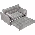 Canapé convertible moderne en velours avec oreillers et poches pour salon et chambre à coucher, gris