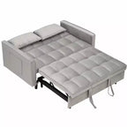 Canapé convertible moderne en velours avec oreillers et poches pour salon et chambre à coucher, gris