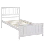 Lit plateforme simple en bois massif, cadre de lit simple en bois avec tête de lit pour chambre à coucher