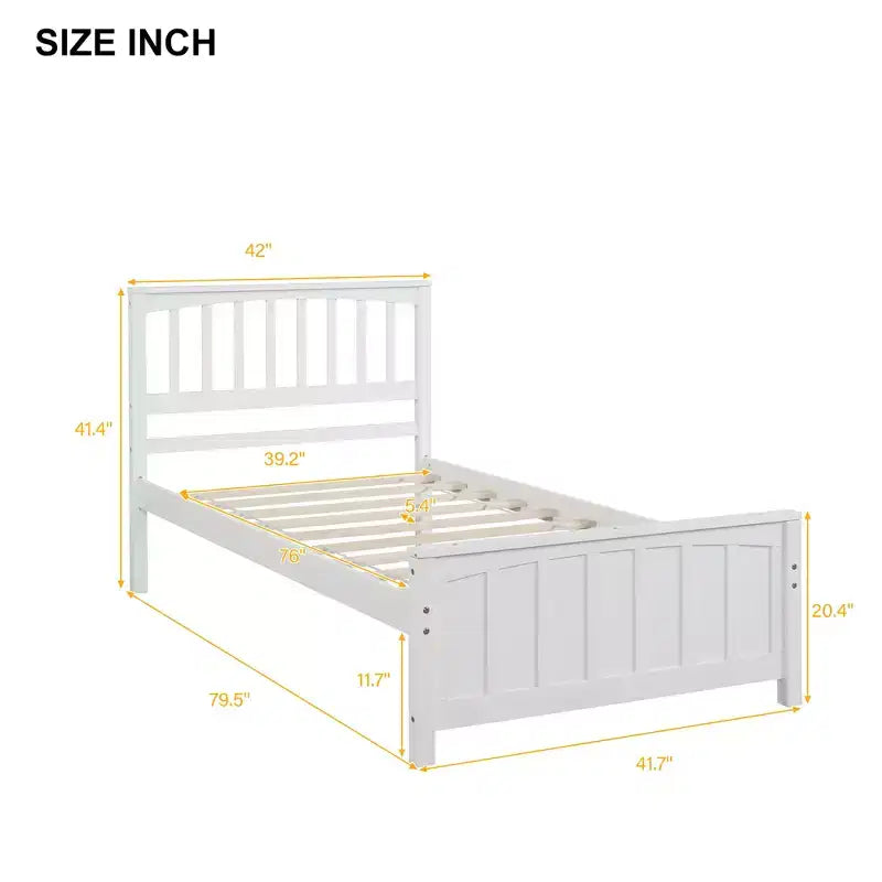 Lit plateforme simple en bois massif, cadre de lit simple en bois avec tête de lit pour chambre à coucher